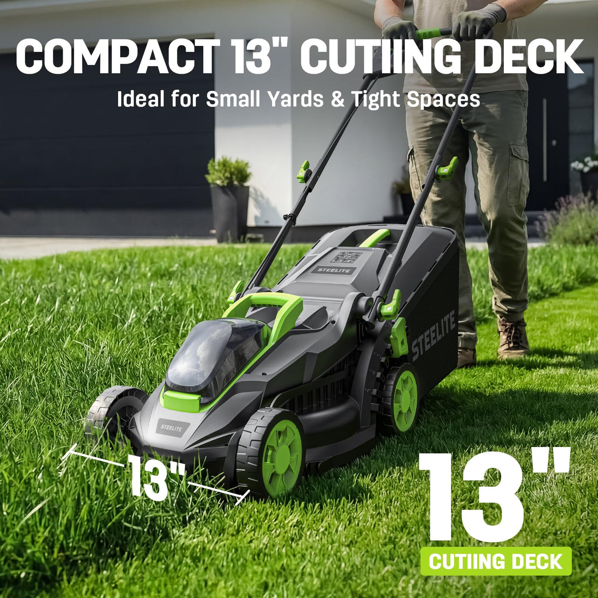 3-in-1 Cordless Lawn Care Kit, Electric Lawn Mower, Trimmer/Edger &amp; Leaf Blower, 21V Brushless, 2 x 4.0Ah Batteries &amp; Dual Chargers for Small Yards