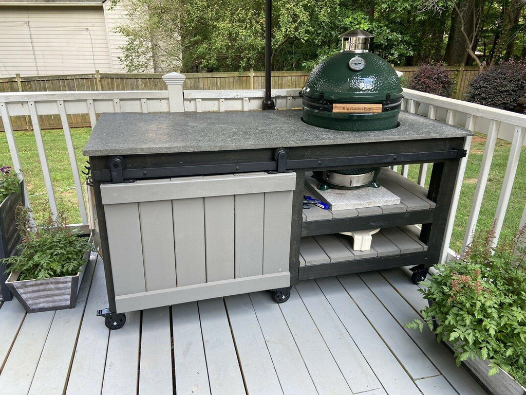 Custom BGE BBQ Table/Stand with Concrete Countertop & Extras