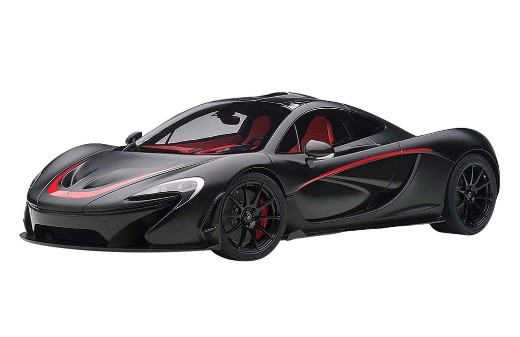 McLaren P1 Matt Black with Red Accents 1/12 Model Car by Autoart