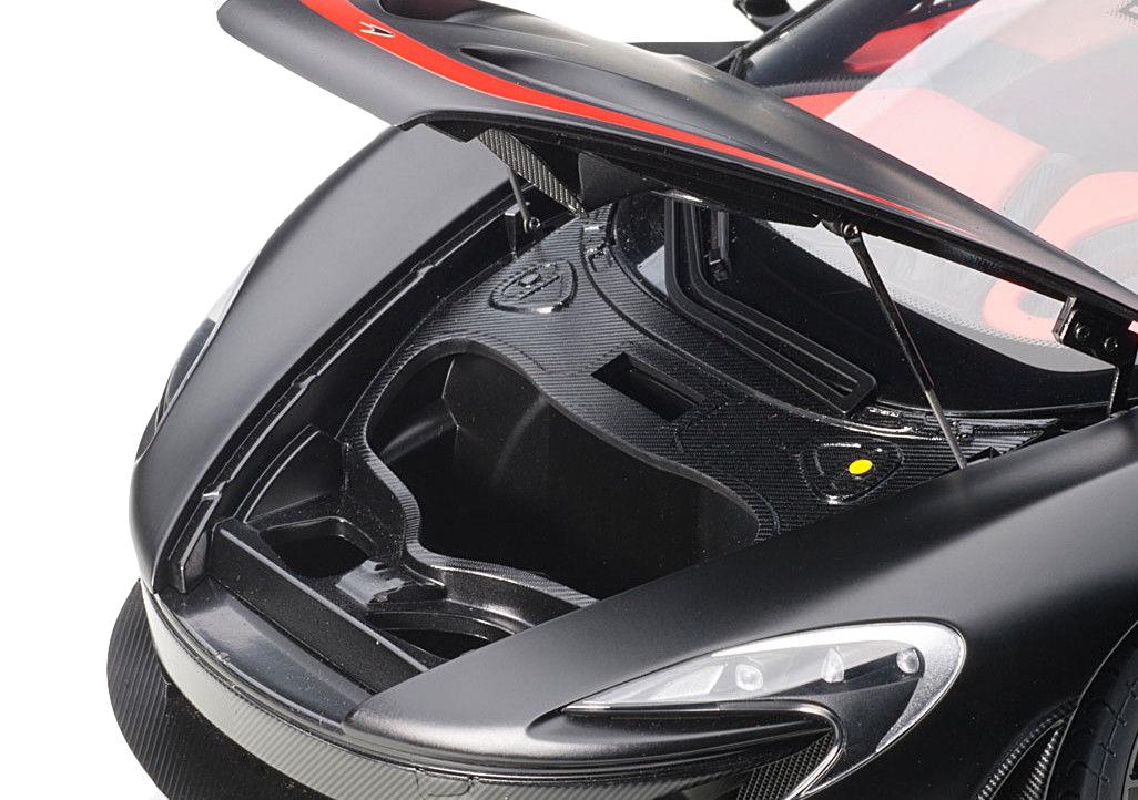 McLaren P1 Matt Black with Red Accents 1/12 Model Car by Autoart