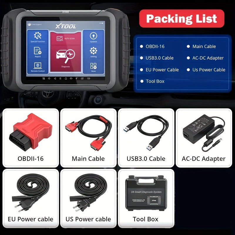 XTOOL D8 Automotive Diagnostic Scan Tools With ECU Coding, Bi-Directional Controls, 38+ Services, Key Programming, ABS Bleeding