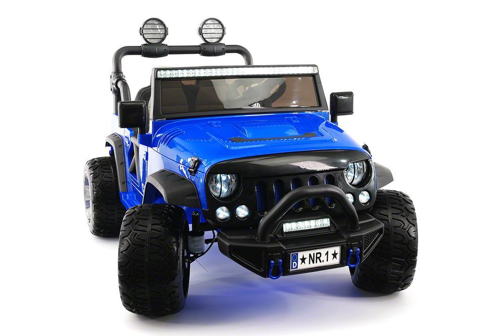 CarZ4KidS 12 Volt Explorer Truck Battery Powered Led Wheels 2 Seater Children Ride On Toy Car For Kids Leather Seat MP3 Music Player with FM Radio Bluetooth R/C Parental Remote | BLUE