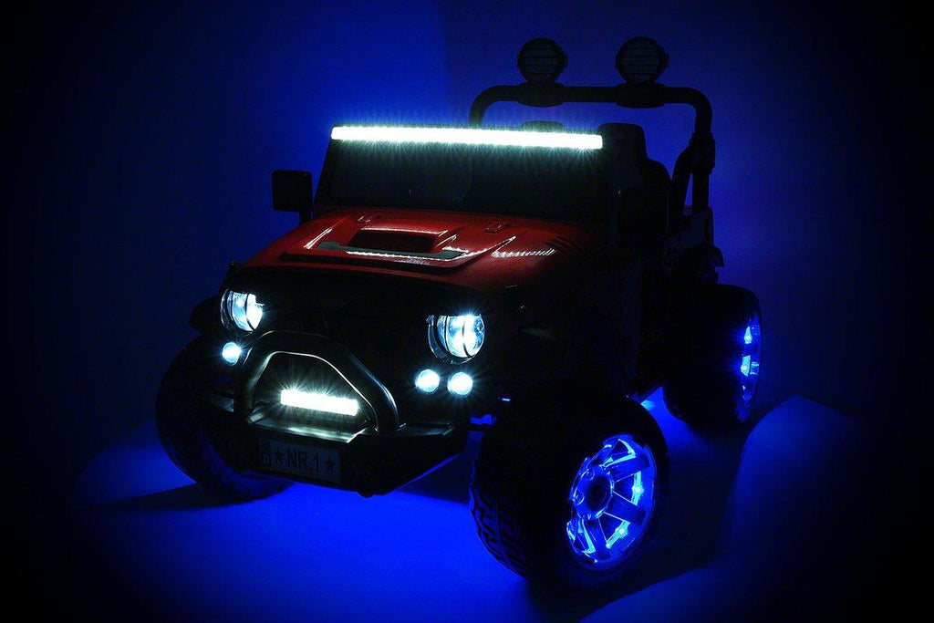 CarZ4KidS 12 Volt Explorer Truck Battery Powered Led Wheels 2 Seater Children Ride On Toy Car For Kids Leather Seat MP3 Music Player with FM Radio Bluetooth R/C Parental Remote | BLUE