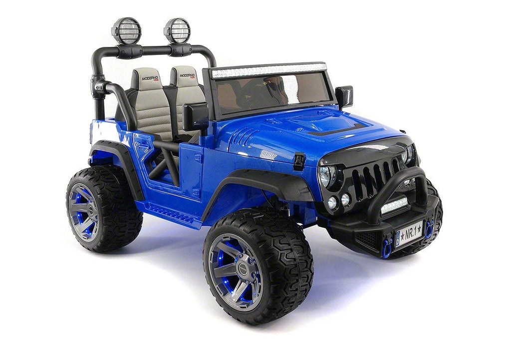 CarZ4KidS 12 Volt Explorer Truck Battery Powered Led Wheels 2 Seater Children Ride On Toy Car For Kids Leather Seat MP3 Music Player with FM Radio Bluetooth R/C Parental Remote | BLUE