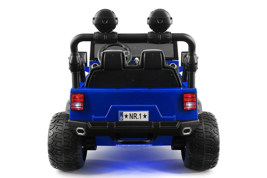 CarZ4KidS 12 Volt Explorer Truck Battery Powered Led Wheels 2 Seater Children Ride On Toy Car For Kids Leather Seat MP3 Music Player with FM Radio Bluetooth R/C Parental Remote | BLUE