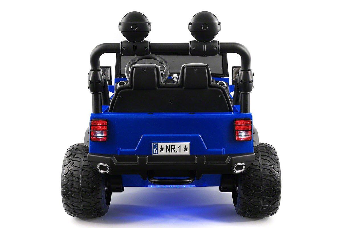 CarZ4KidS 12 Volt Explorer Truck Battery Powered Led Wheels 2 Seater Children Ride On Toy Car For Kids Leather Seat MP3 Music Player with FM Radio Bluetooth R/C Parental Remote | BLUE