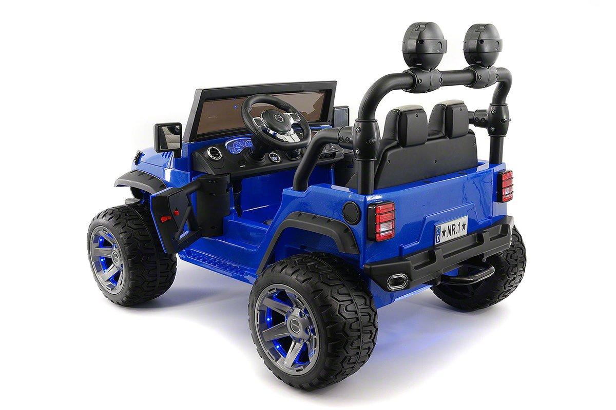 CarZ4KidS 12 Volt Explorer Truck Battery Powered Led Wheels 2 Seater Children Ride On Toy Car For Kids Leather Seat MP3 Music Player with FM Radio Bluetooth R/C Parental Remote | BLUE