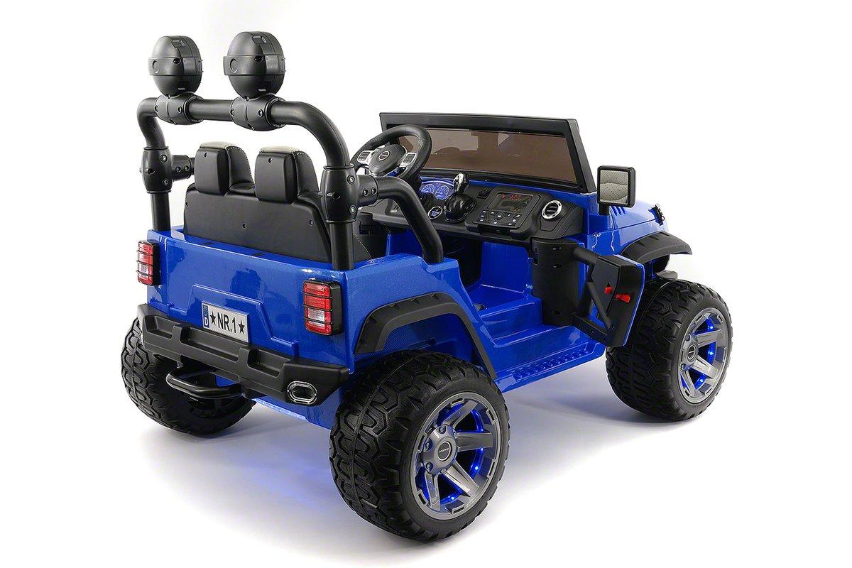 CarZ4KidS 12 Volt Explorer Truck Battery Powered Led Wheels 2 Seater Children Ride On Toy Car For Kids Leather Seat MP3 Music Player with FM Radio Bluetooth R/C Parental Remote | BLUE