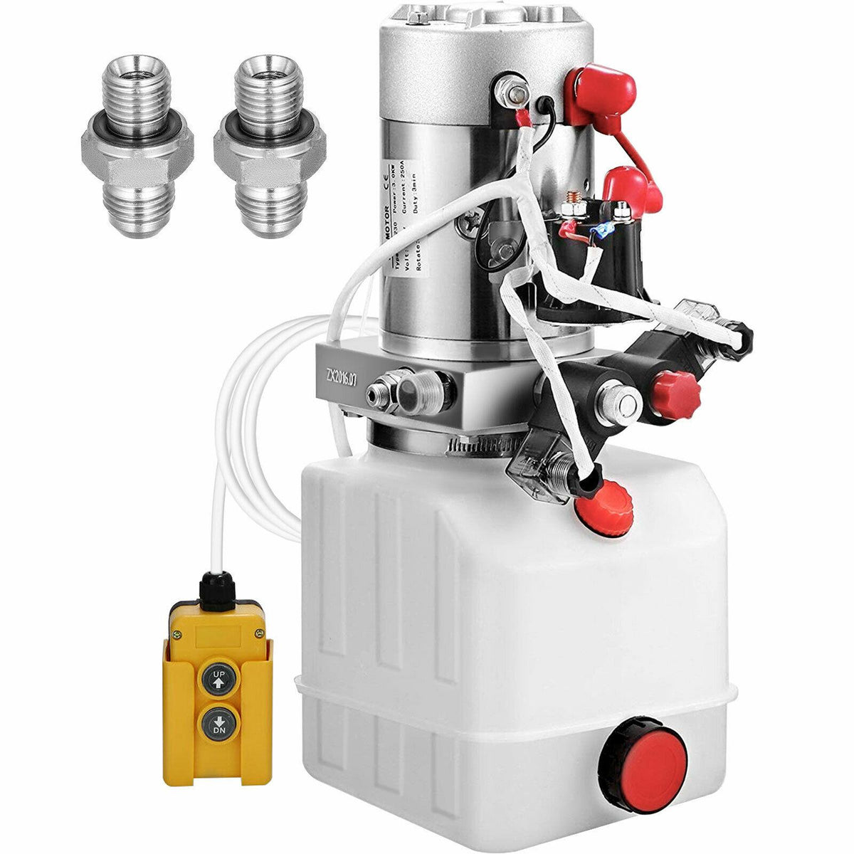 12 Volt Hydraulic Pump for Dump Trailer - 4 Quart Poly - Double Acting