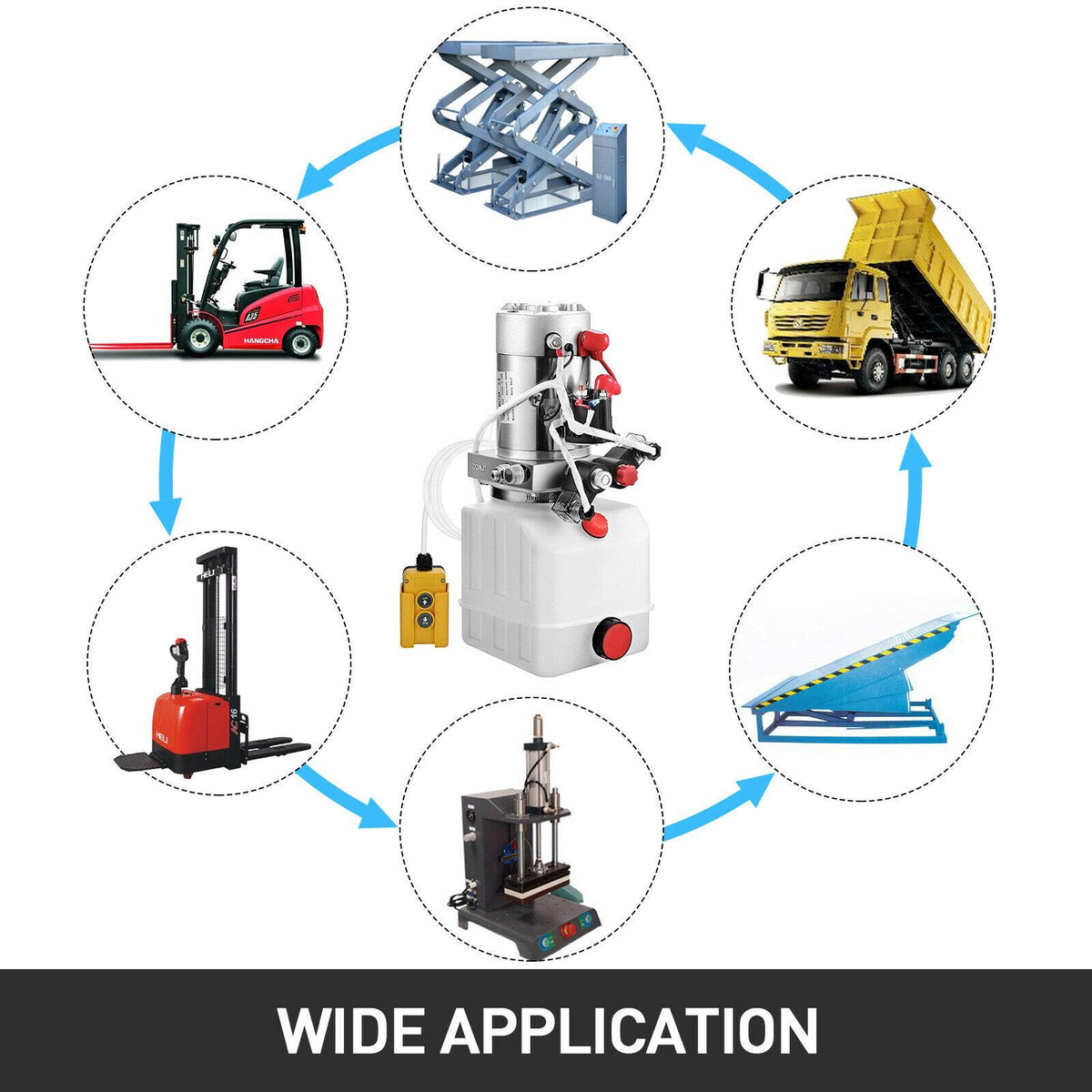 12 Volt Hydraulic Pump for Dump Trailer - 4 Quart Poly - Double Acting