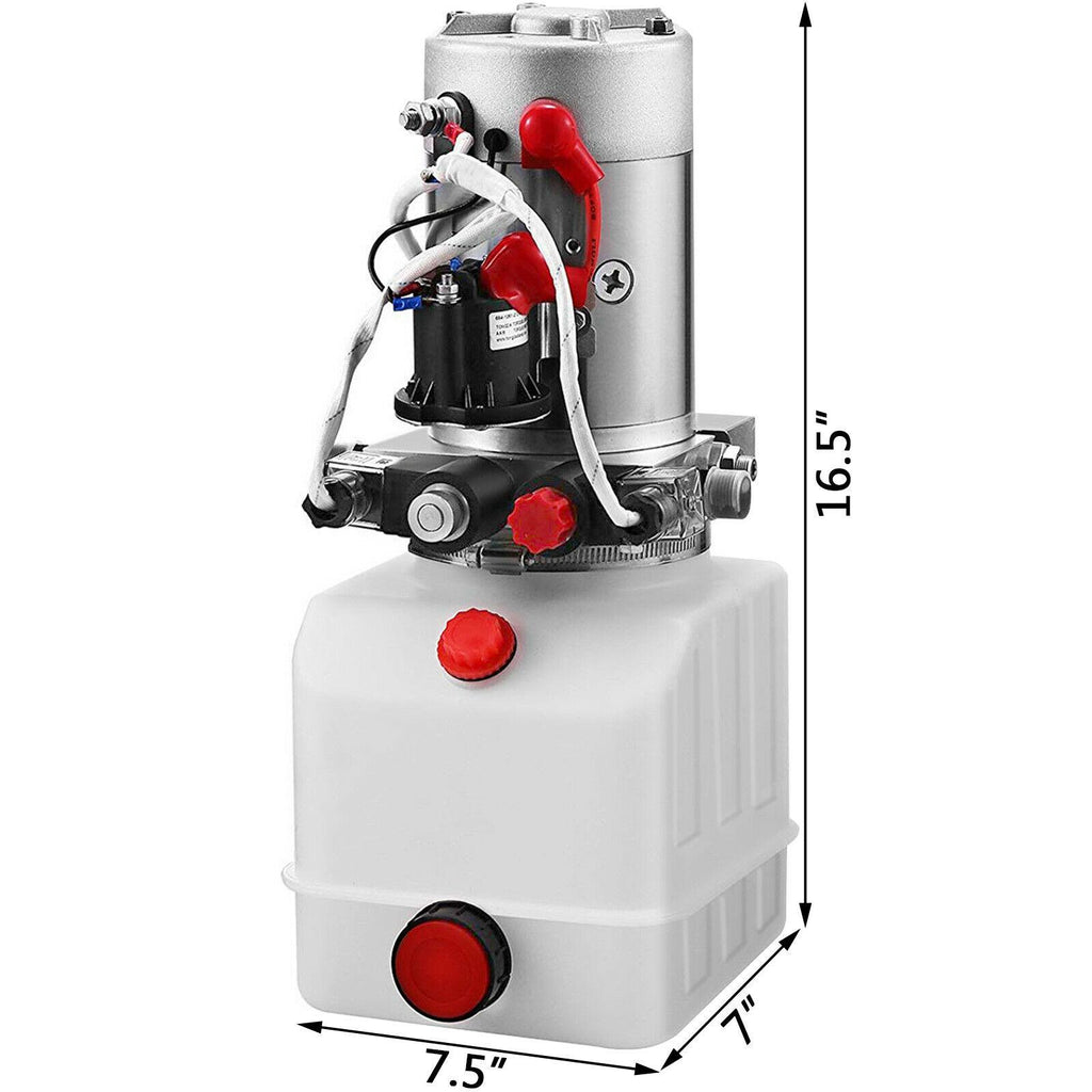 12 Volt Hydraulic Pump for Dump Trailer - 4 Quart Poly - Double Acting