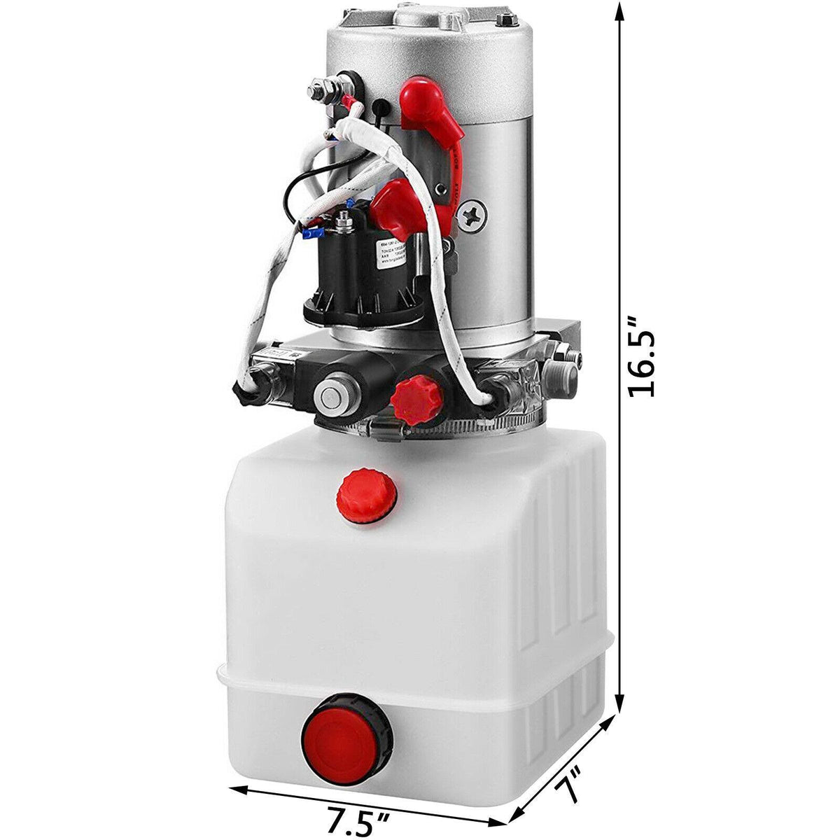 12 Volt Hydraulic Pump for Dump Trailer - 4 Quart Poly - Double Acting