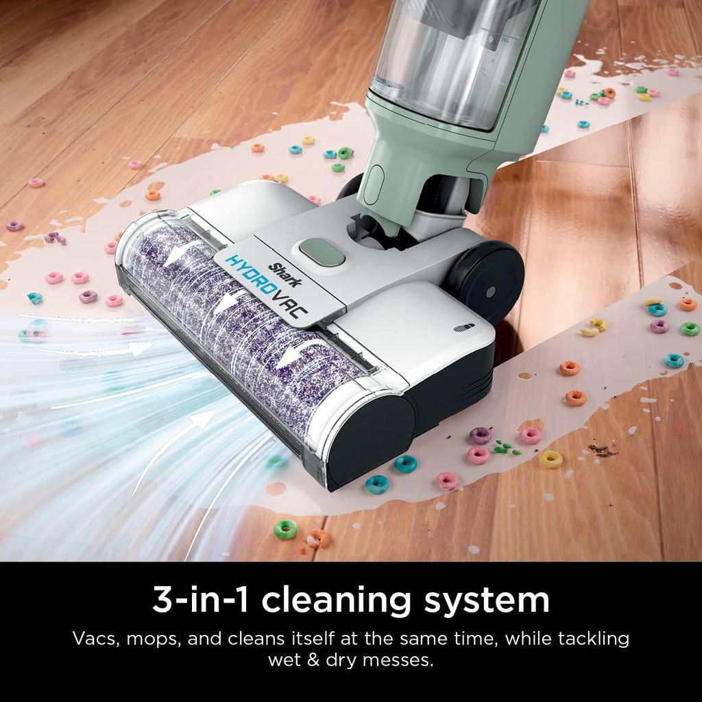 Shark AW201 HydroVac Cordless Pro XL 3in1 Vac, Mop, Self-Clean System with Odor Neutralizer for Hard Floors &amp; Area Rugs, All-in-One Cleaner with Extra Brushroll &amp; Concentrate, Tea Green