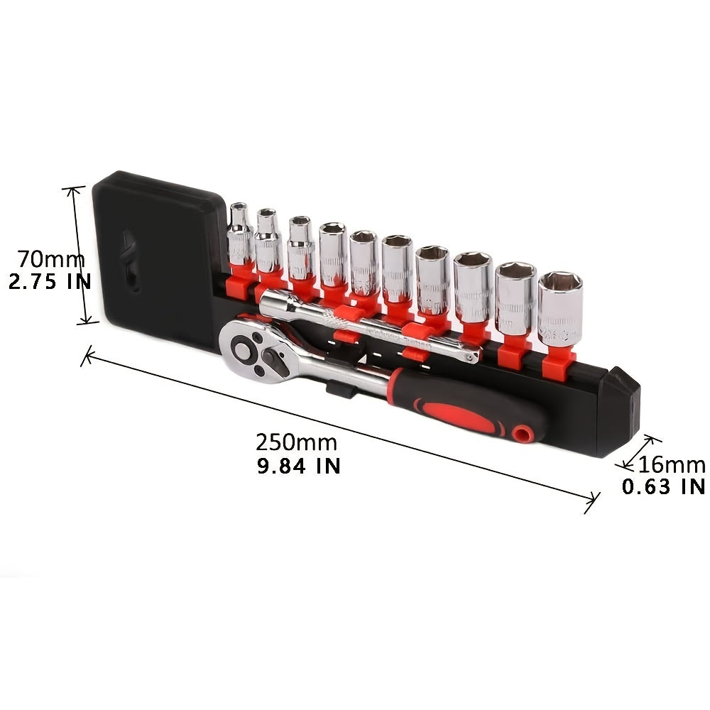 12 Pieces Ratchet Wrench Set ,Chrome Plated Steel 1/4 3/8 1/2InchTwo-way Wheel Wrench Auto Repair Tool-V-BR11