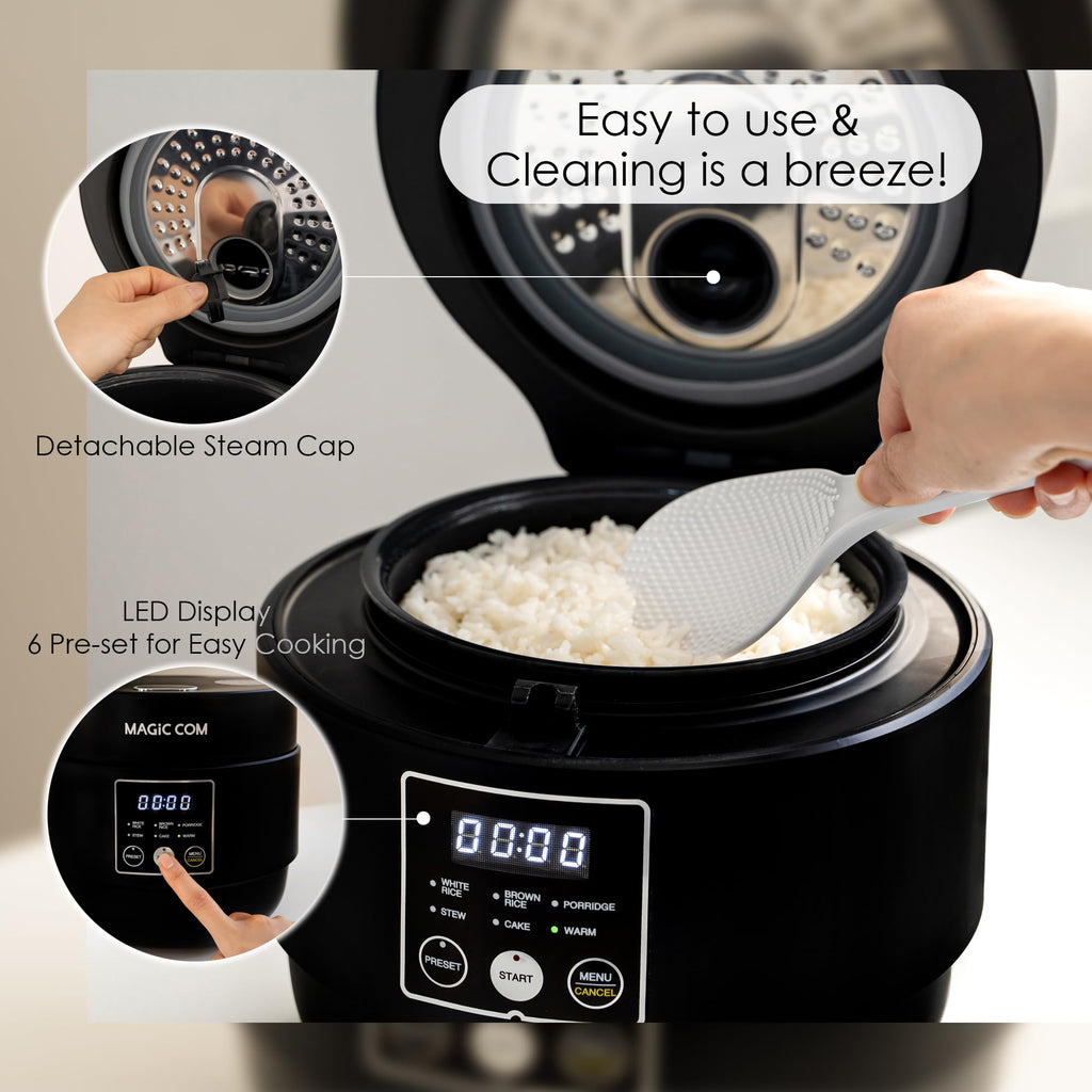 Rice Cooker 4 Cup Uncooked/ 8 Cup Cooked, Digital Display with Warmer, Small Rice Maker & Multiple Settings, 24H Delay Timer, Automatic Keep Warm, Nonstick Inner Pot, ArrocEléctrica