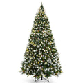 9ft Pre-lit Snowy Christmas Tree 2058 Tips w/ Pine Cones &amp; Red Berries