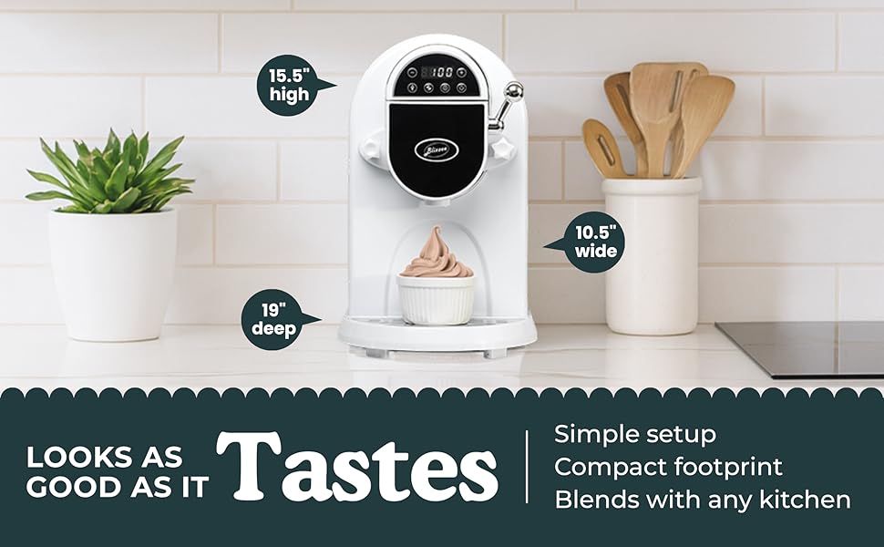 Soft Serve Ice Cream Machine 1.25Qt | No Pre-Freezing Countertop Ice Cream Maker for Home | -In Compressor | Adjustable Hardness, LED Display | Frozen Yogurt, Gelato, Dairy Free
