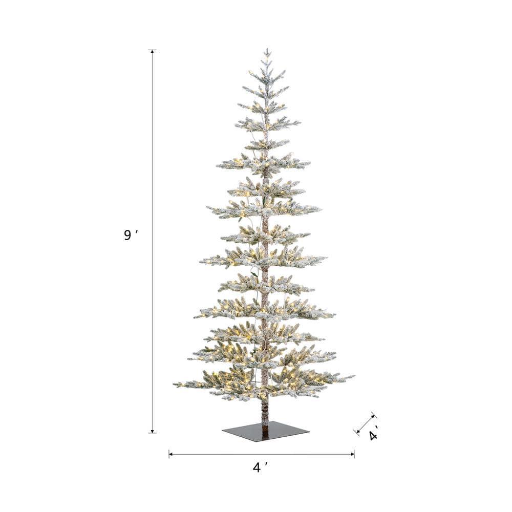 9 ft. Deluxe Pre-Lit Flocked Pine Artificial Christmas Tree with 650 Warm White Lights