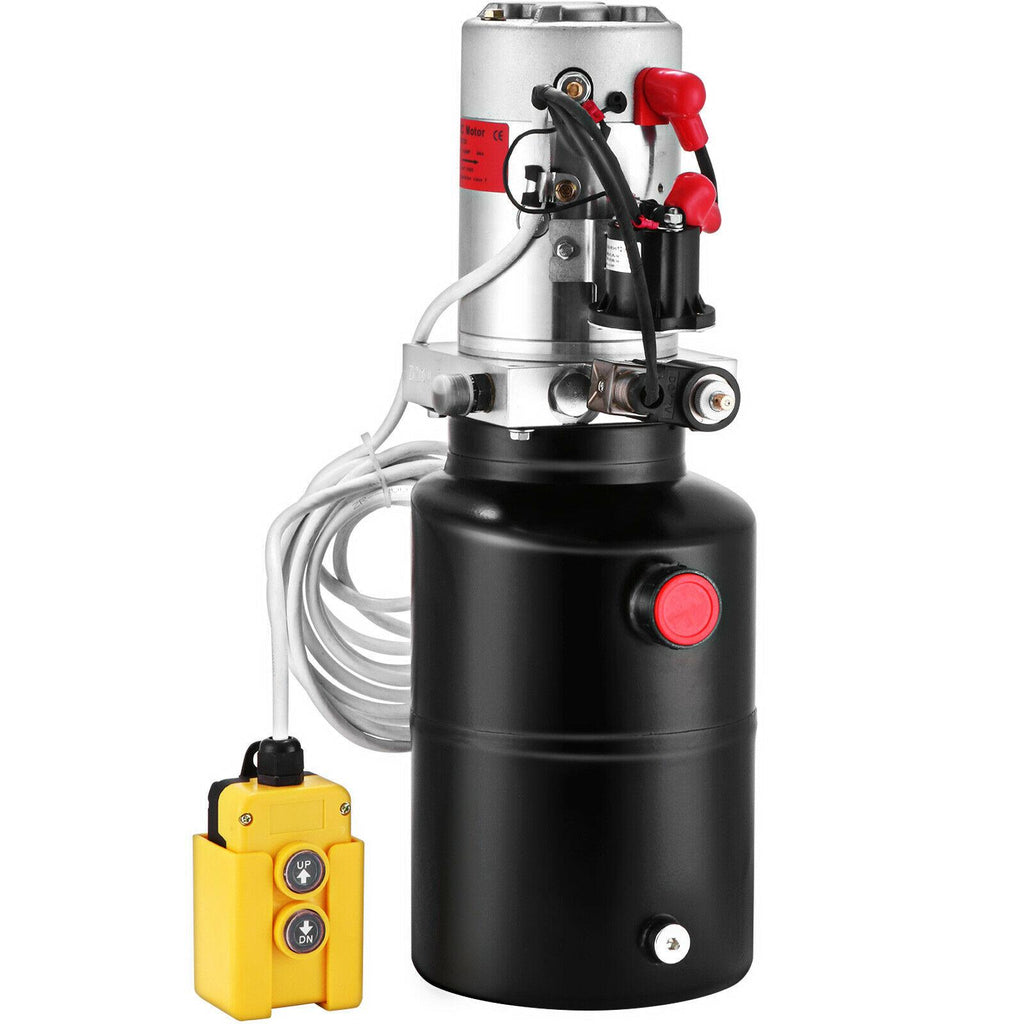 6 Quart 12V Single Acting Hydraulic Pump Dump Trailer Remote Car Control Kit