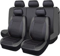 Flying Banner car seat Covers Protects Water Proof Faux Leather Carbon Fiber Front and Rear Bench (Black Gray, Full Set - 8PCS)