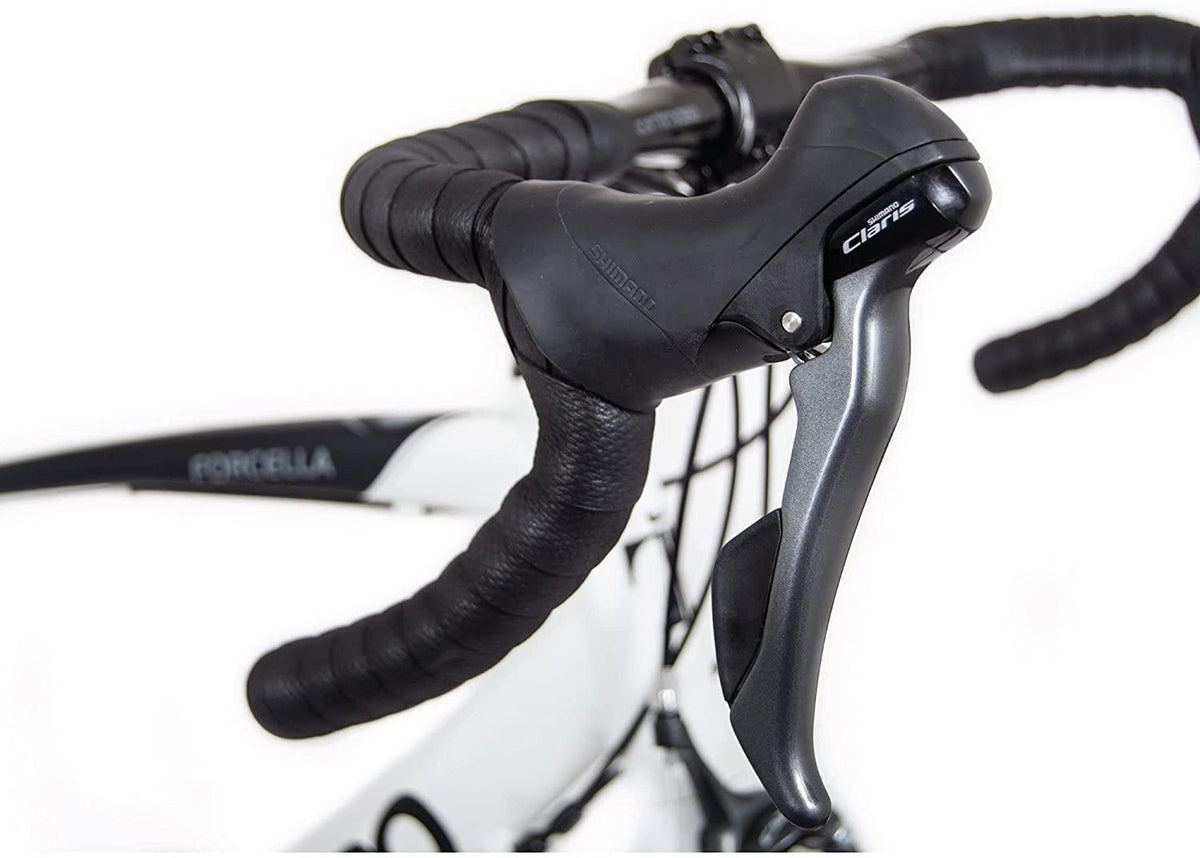 Tommaso Forcella Endurance Aluminum Road Bike, Carbon Fork,  Claris R2000, 24 Speeds, Aero Wheels, Matte Black, Matte White