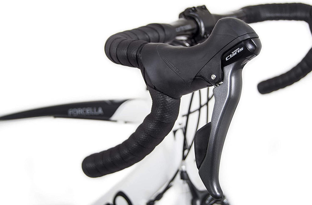 Tommaso Forcella Endurance Aluminum Road Bike, Carbon Fork,  Claris R2000, 24 Speeds, Aero Wheels, Matte Black, Matte White
