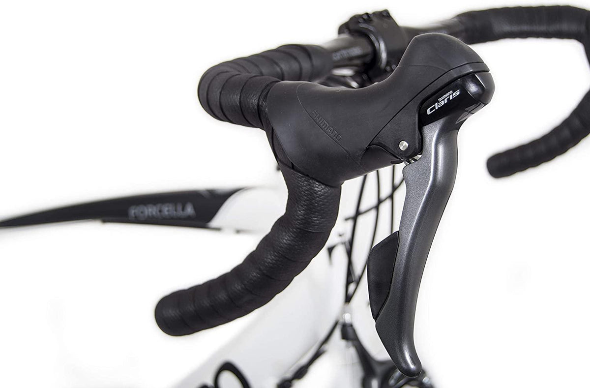 Tommaso Forcella Endurance Aluminum Road Bike, Carbon Fork,  Claris R2000, 24 Speeds, Aero Wheels, Matte Black, Matte White