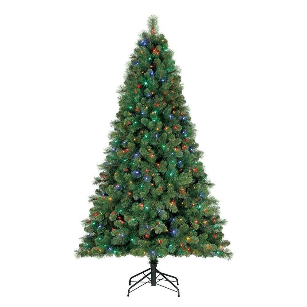 Home Herita7 Ft. Artificial Cascade Pine Christmas Tree with Changing Lights