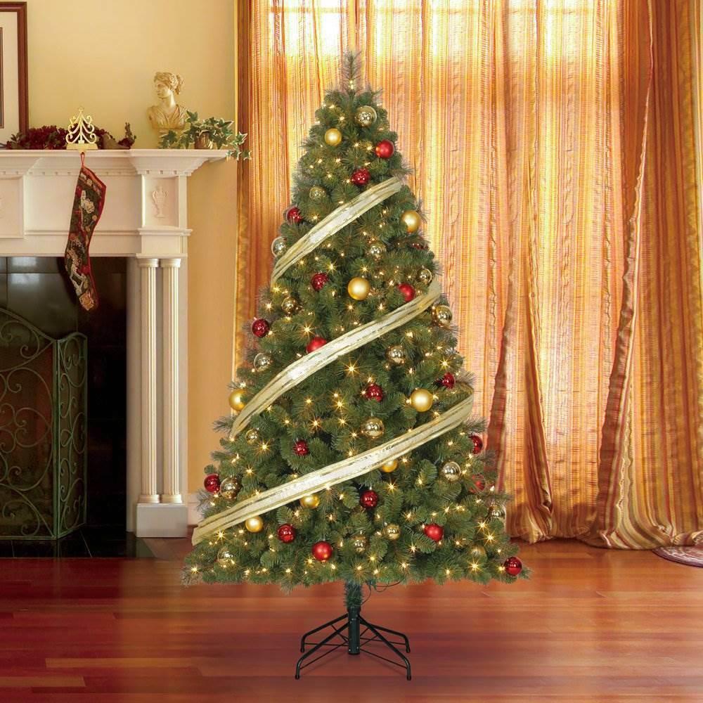 Home Herita7 Ft. Artificial Cascade Pine Christmas Tree with Changing Lights