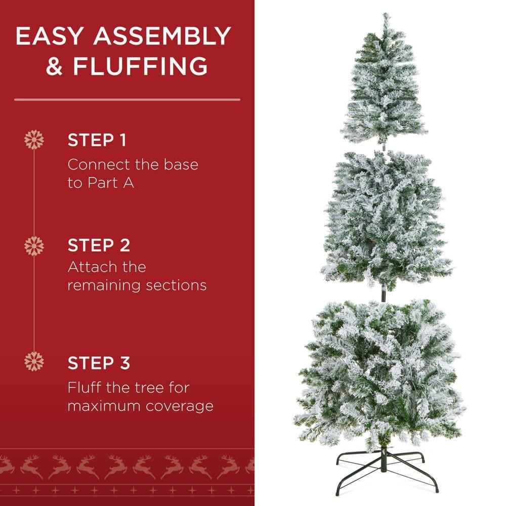 12 ft. Pre-Lit Incandescent Snow Flocked Pencil Artificial Christmas Tree with 950 Clear Lights