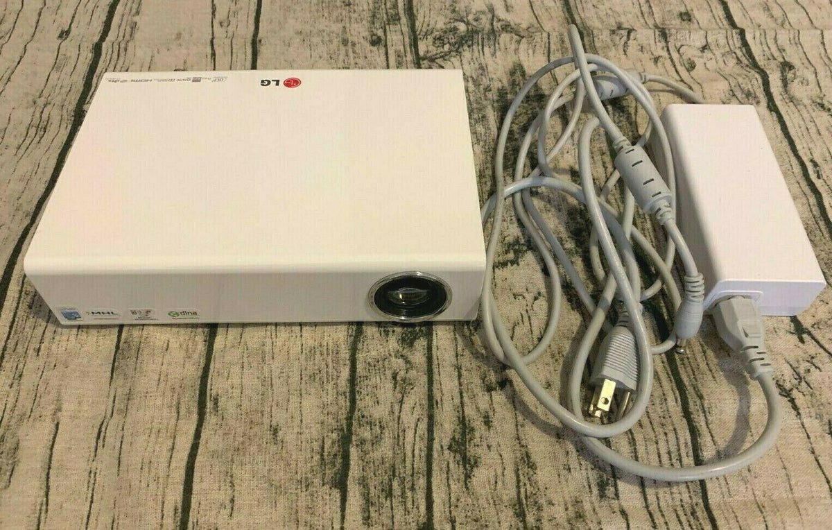 pre-owned lg pa77u portable led projector with smart tv and magic remote
