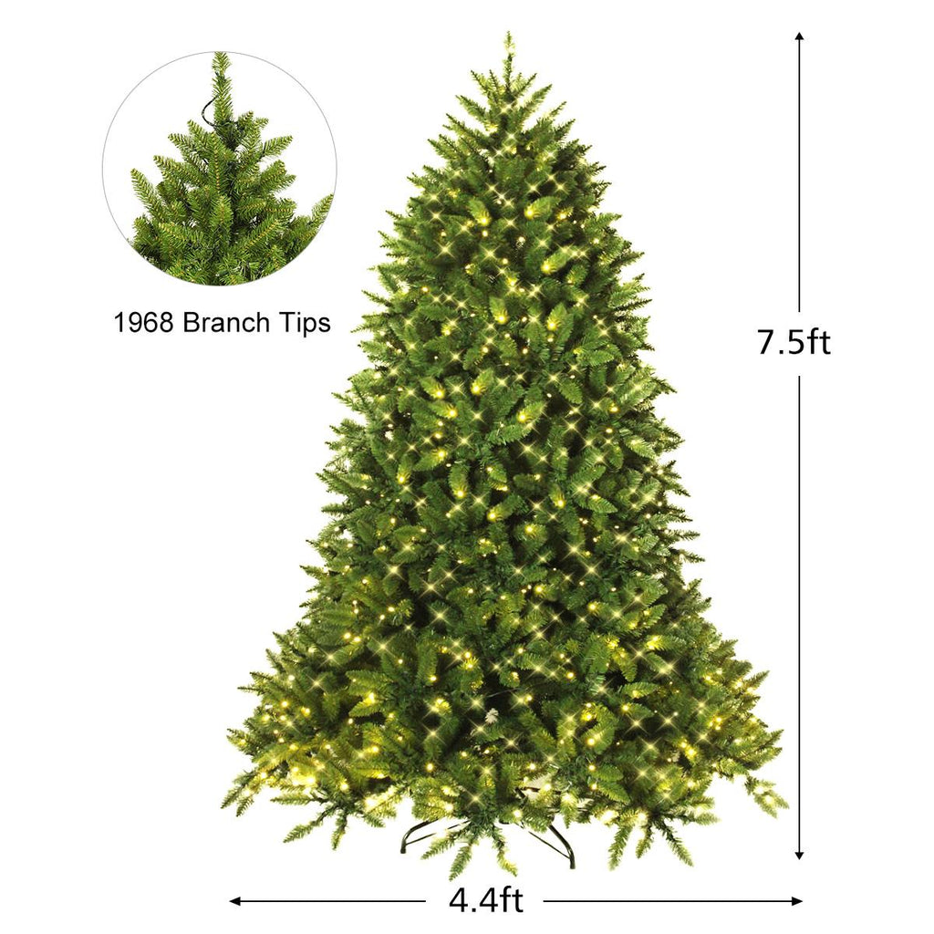 Costway 7.5ft Pre-lit PVC Christmas Fir Tree 8 Flash Mode