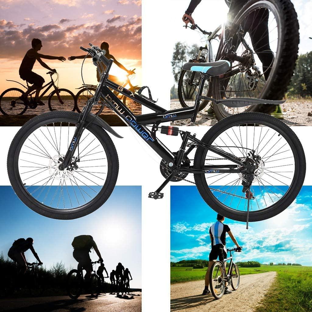 Astrong MTB 26in Mountain Bike 21 Speed and Height 23''-27.5 '' Adjustable MTB Road Bicycle with Double Disc Brakes for Mens and Womens Cycling in Mountain Wasteland Roads Cities (Black)