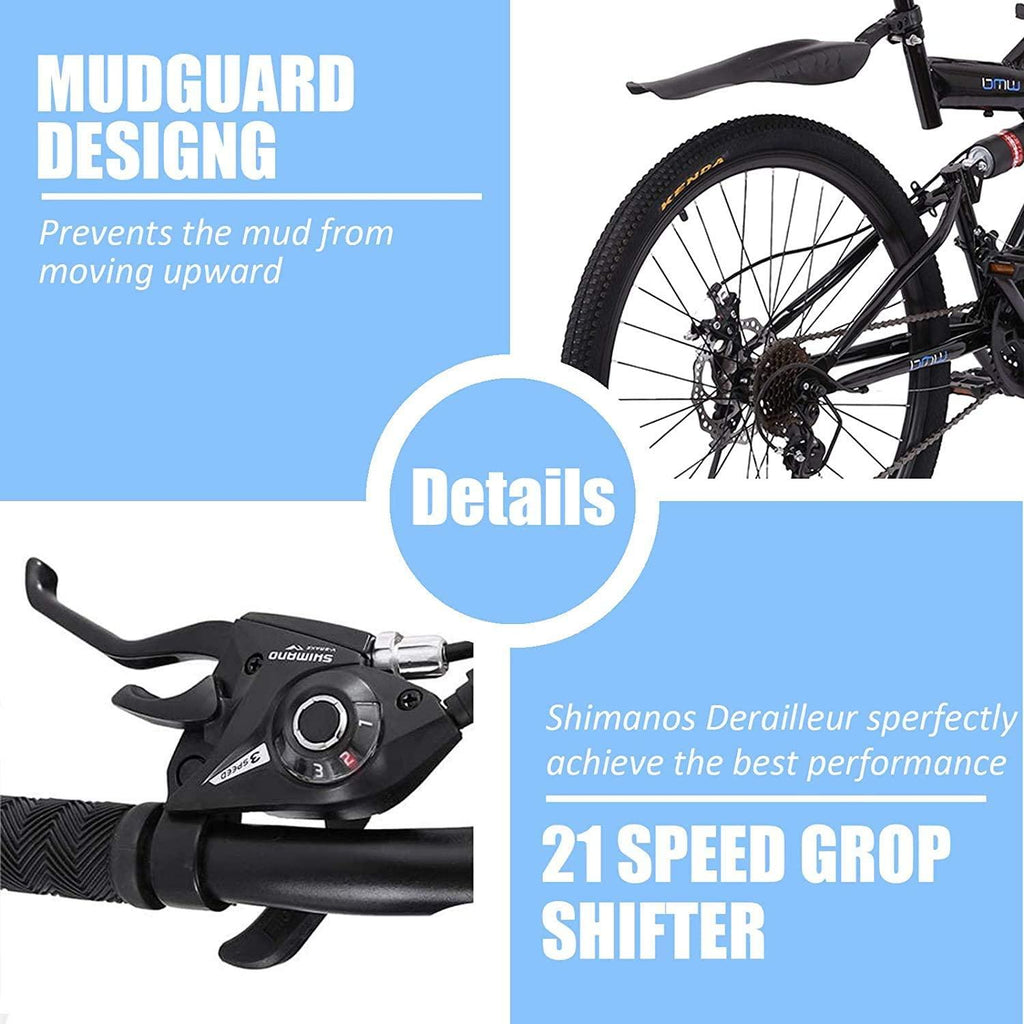 Astrong MTB 26in Mountain Bike 21 Speed and Height 23''-27.5 '' Adjustable MTB Road Bicycle with Double Disc Brakes for Mens and Womens Cycling in Mountain Wasteland Roads Cities (Black)