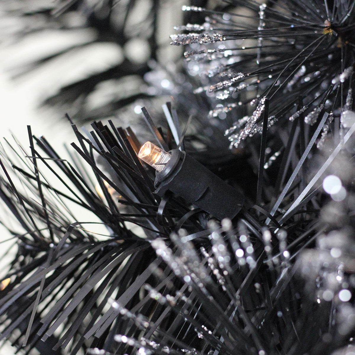 Northlight 36" Prelit LED Black Bristle Frosted Artificial Christmas Wreath - Warm White Lights