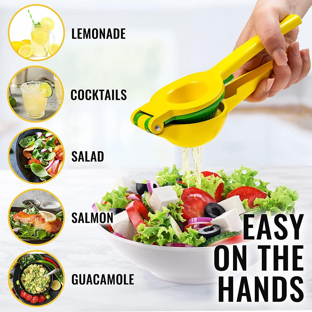 Zulay Metal 2-In-1 Lemon Lime Squeezer - Hand Juicer Lemon Squeezer - Max Extraction Manual Citrus Juicer