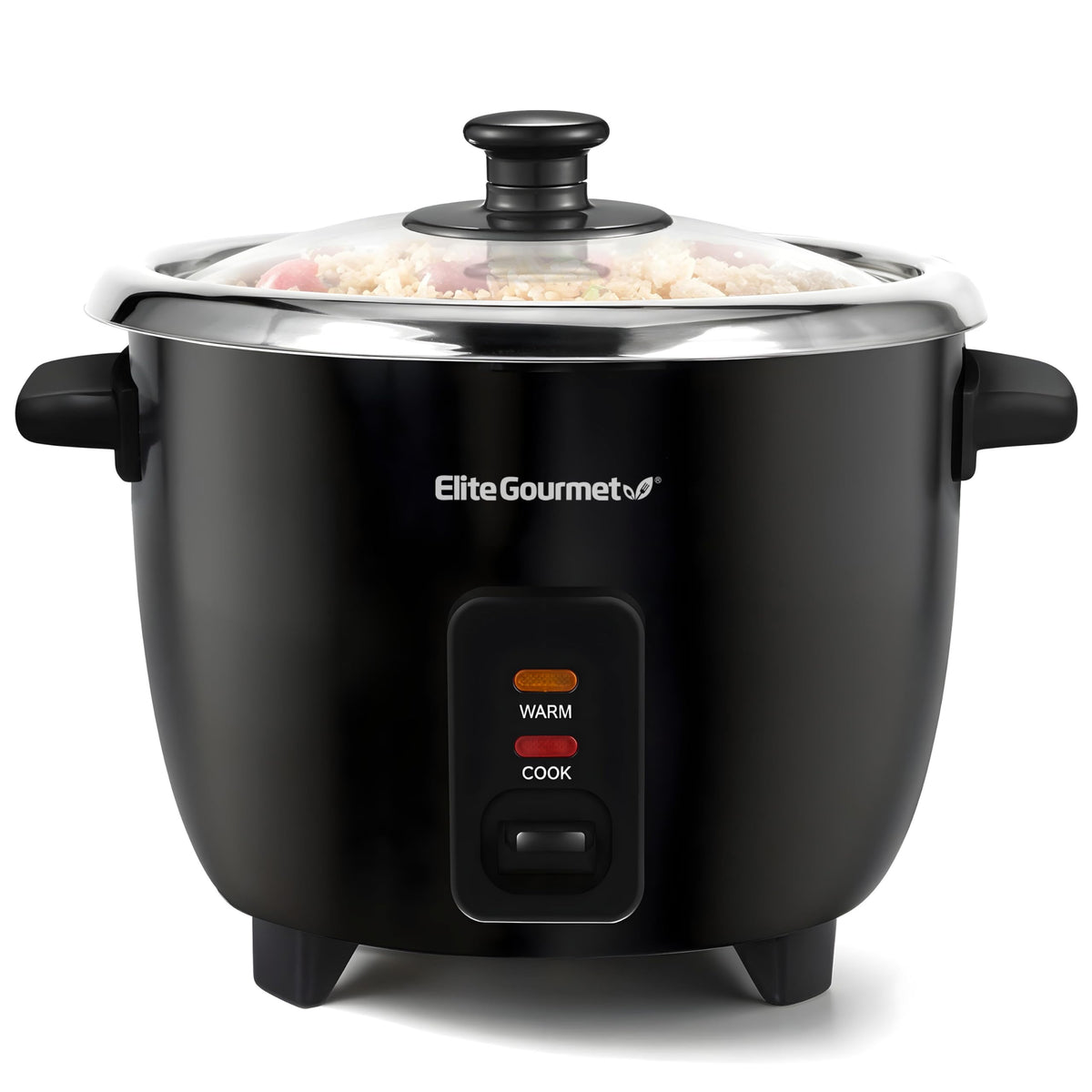 ERC006SS 6-Cup Electric Rice Cooker with  Steel Inner Pot, Makes Soups, Stews, Porridges, Grains and Cereals, 6 cup (3 cups uncooked), Black