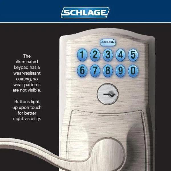Camelot Satin Nickel Electronic Door Lock with Accent Door Lever