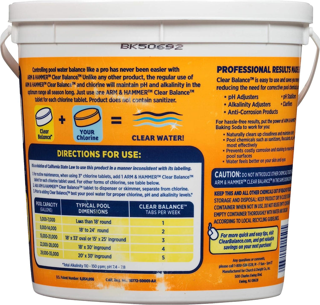 ARM &amp; HAMMER Clear Balance Swimming Pool Alkalinity &amp; pH Maintenance Tablets, White, 1 Pack, 16 Count