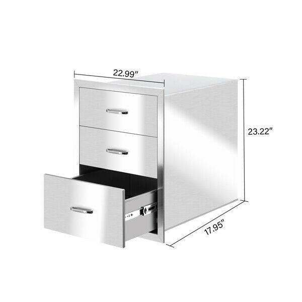 Outdoor Kitchen 2/3Drawers BBQ Island Components Drawer Stainless Steel Access