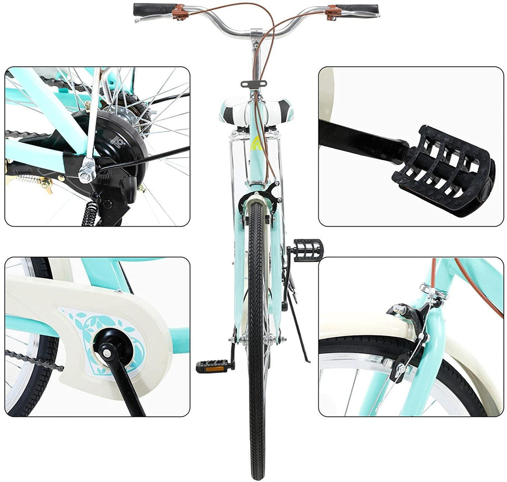 Complete Cruiser Bikes,Womens Comfort Bicycle Beach Cruiser Bicycle,Single Speed Bicycle Comfortable Commuter Bicycle,26" Classic Bike