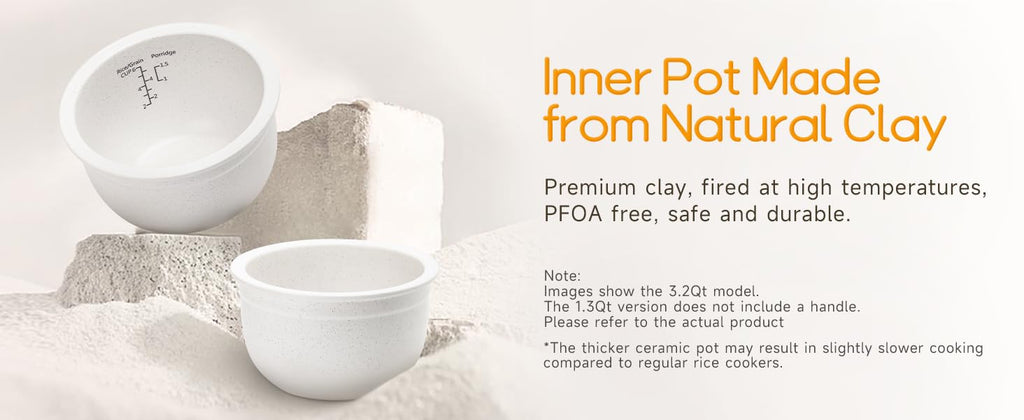 Mini Ceramic Rice Cooker, 2.5 Cups Uncooked Rice Cookers with Pure Ceramic Inner Pot, Healthy & PFOA Free, 1.2L/1.3 qt, DFB-C120