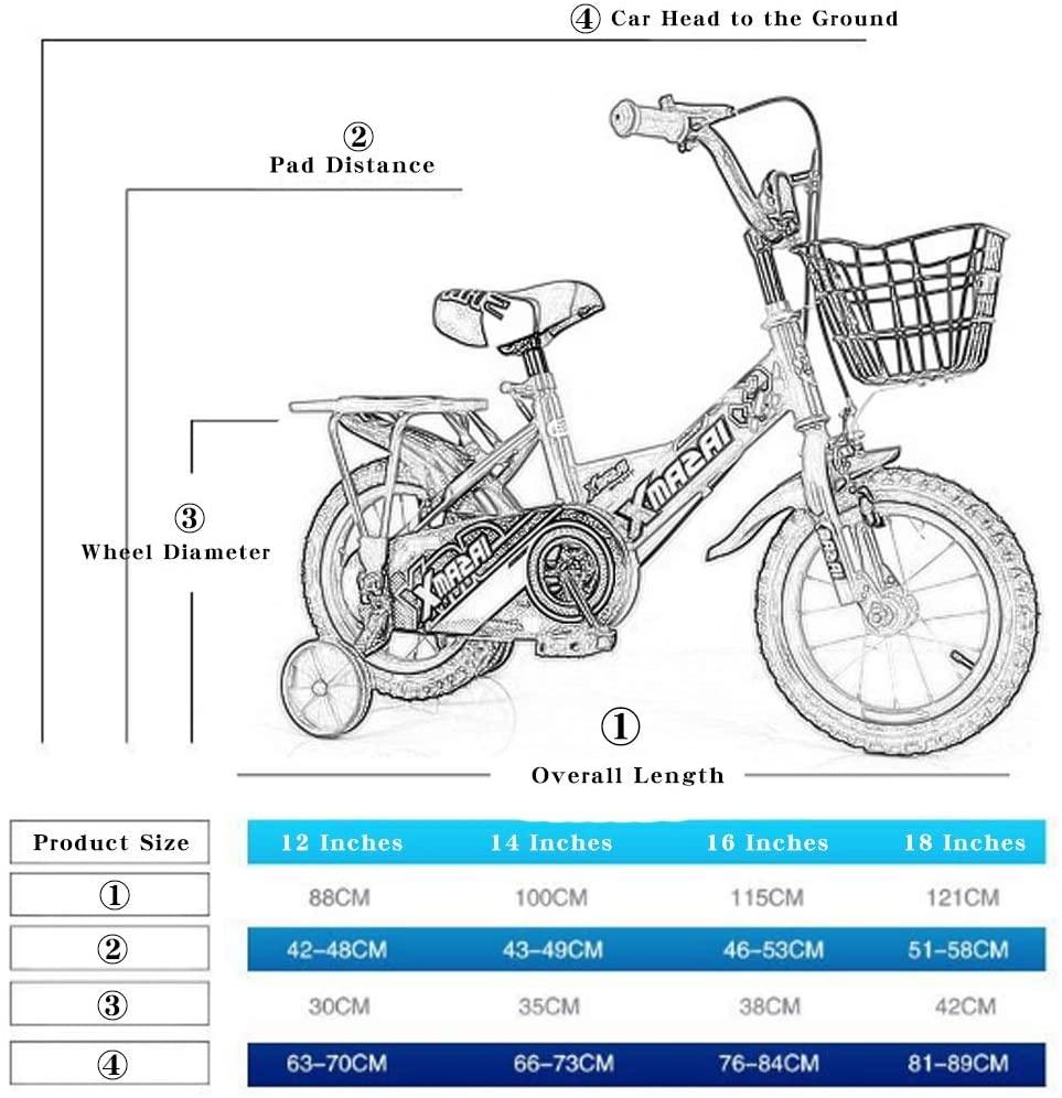 JLFSDB Kids Bike BMX Bike for Kids Boys Girls Bicycle Kids Bike 12,14,16 inch Boys and Girls in Blue Black with stabilisers | Aluminum Calliper Brake and backpedal Brake (Color : Blue, Size : 16)