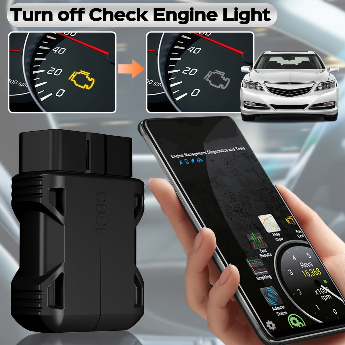 Upgraded ELM327 Car OBD2 Scanner Auto Code Reader Diagnostic Check Engine Light Scan Tool 5.0 Adapter OBDII Tools For IOS For Android OBD Reader