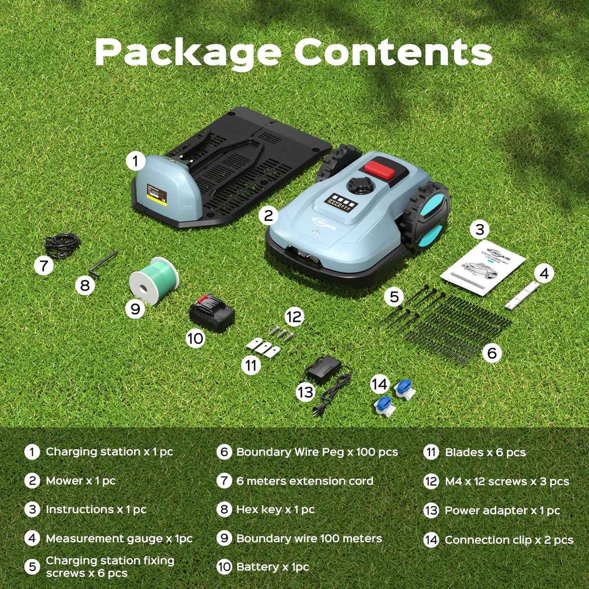 2026 Robot Lawn Mower with App Control – Features Adjustable Cutting Height, Auto-Charging, Obstacle Detection and Brushless Motor for Lawns Up to 1/8 Acre, Light Gray