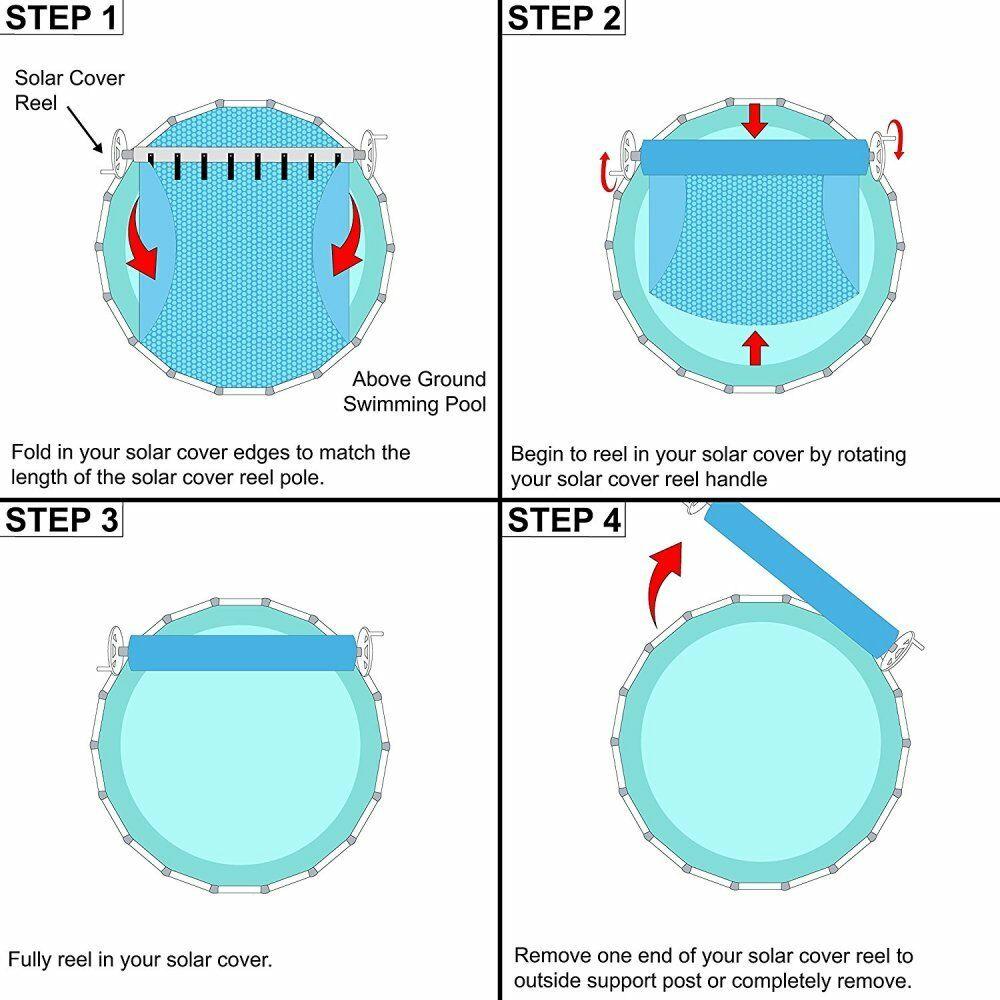 sun2solar above ground solar cover reel for swimming pool up to 21' wide