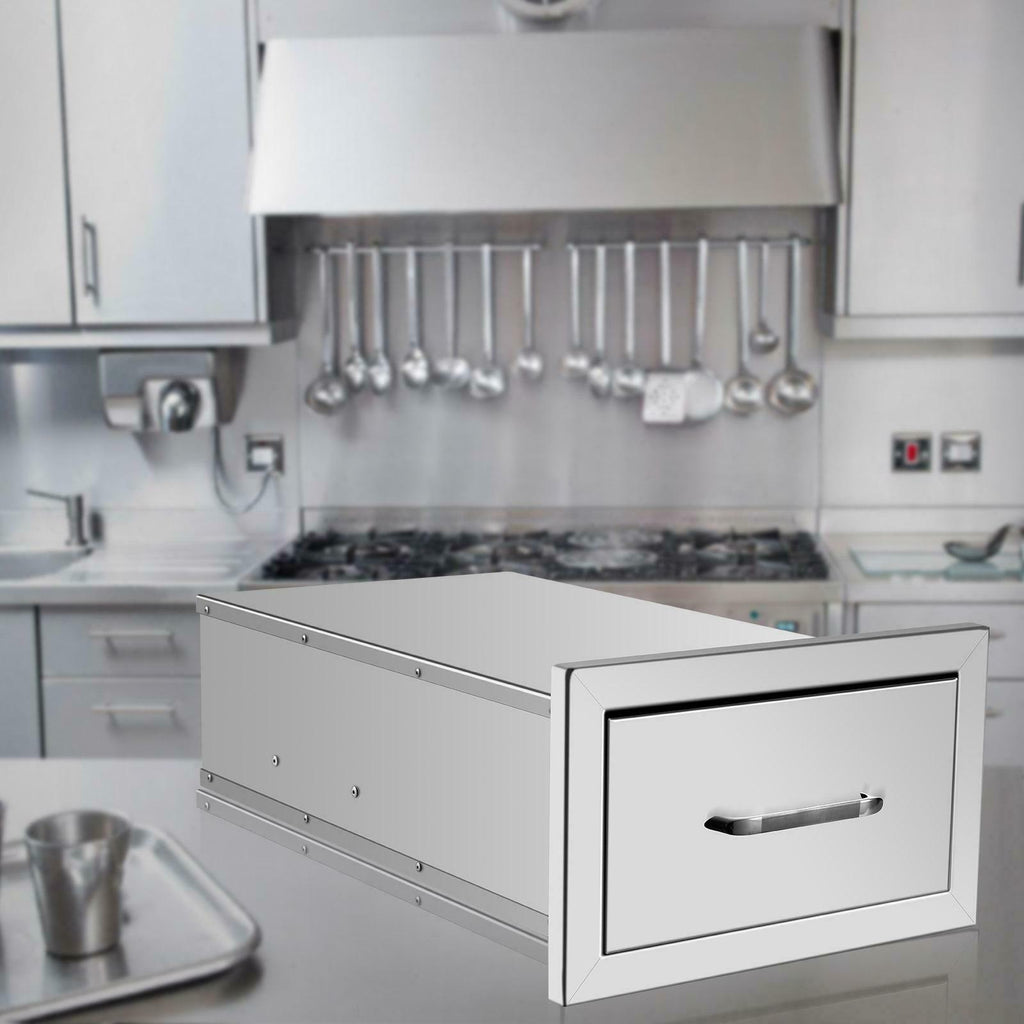 17" Triple Outdoor Kitchen BBQ Island Components Stainless Steel Access Drawer