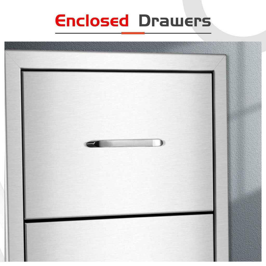 17" Triple Outdoor Kitchen BBQ Island Components Stainless Steel Access Drawer
