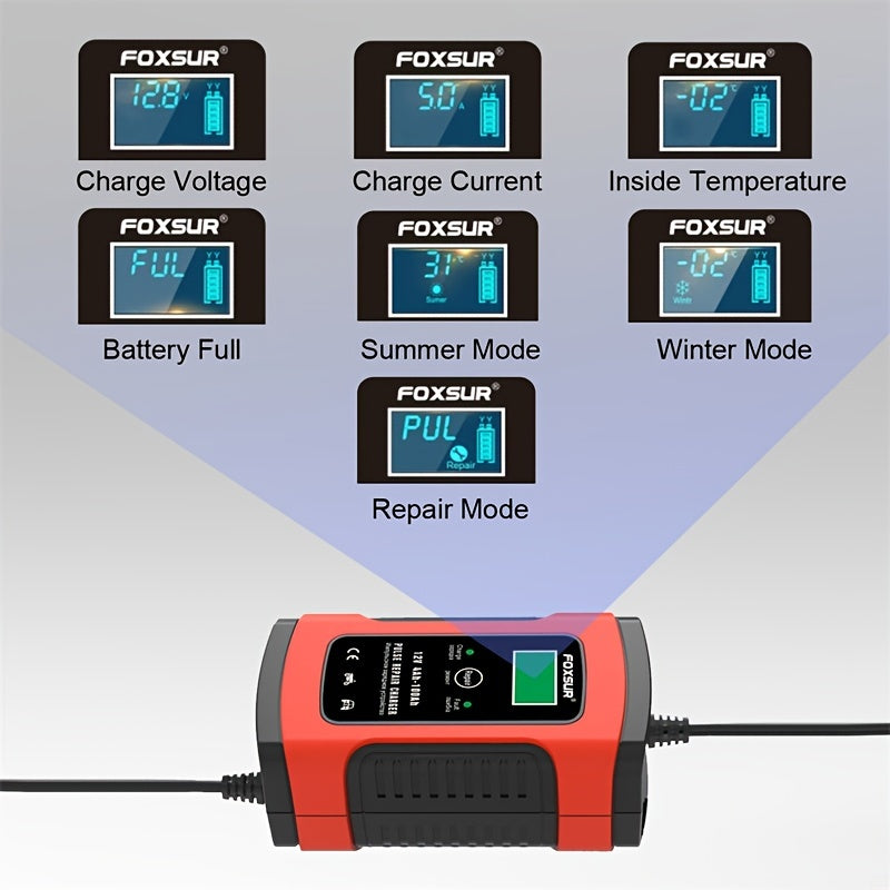 6 Amp 12V Battery Charger Maintainer: Keep Your Car, Boat, Motorcycle, Lawn Mower & More Batteries Fully Charged!