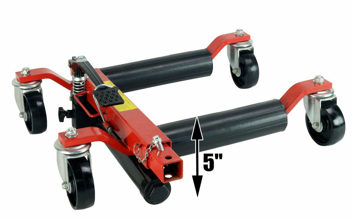 (2) Dragway Tools 12" Hydraulic Wheel Dolly Vehicle Positioning Jacks